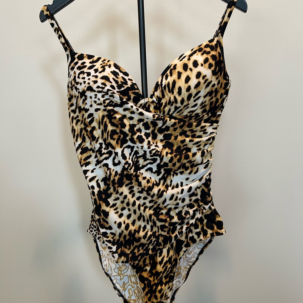 Christina Leopard Print Bodysuit in Tan, Black & Cream #180